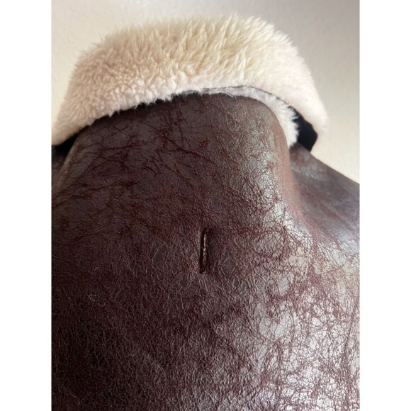 New Aerie Offleash By Aerie Leather Sherpa Dog Vest - Deep Earth - Size Small - Picture 6 of 12